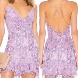 NBD Revolve Marilyn Mini Lace Dress Size M Lilac Sexy Flirty Fun Coquette Party